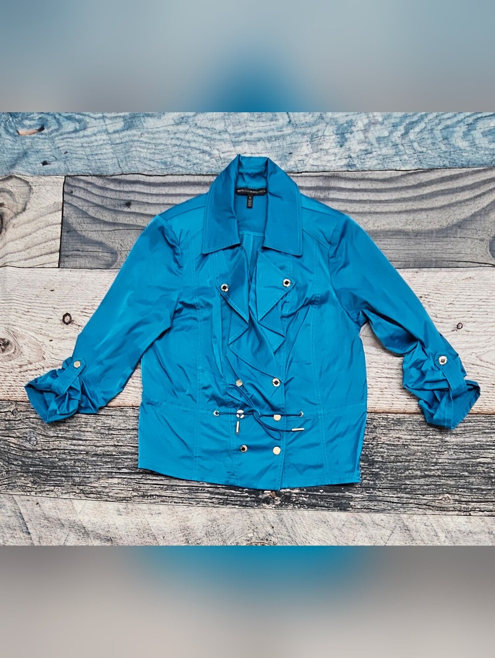 White House Black Market Long Sleeve Ruffle Anorak Jacket Women's Size 14